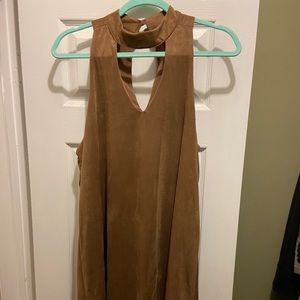 Suede High Neck Shift Dress
